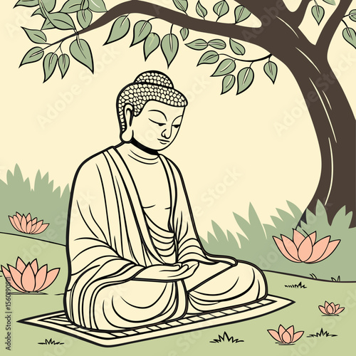 Lord Buddha. Happy Vesak Day. Lord Buddha Vector