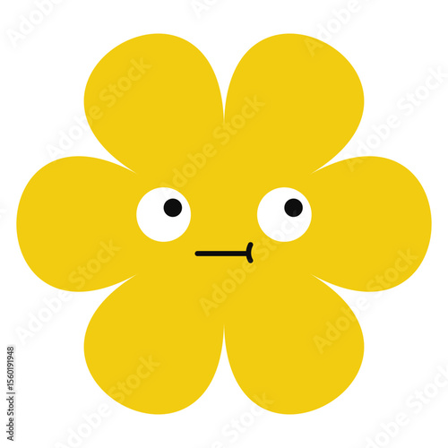 Cartoon flower character with upset expression and vibrant palette. A clean and emotional visual for modern design