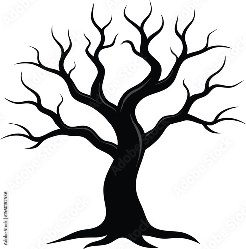 Halloween scary tree silhouette vector illustration 