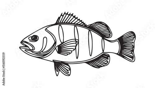 Continuous one single minimal line drawing fish
