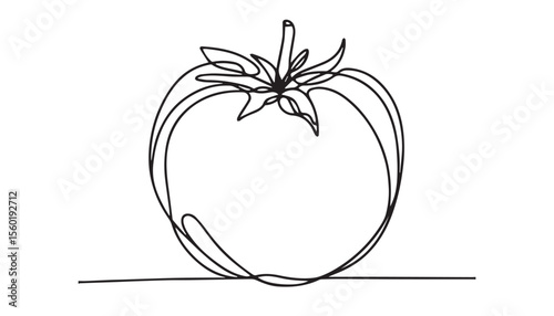Continuous one single minimal line drawing tomato 