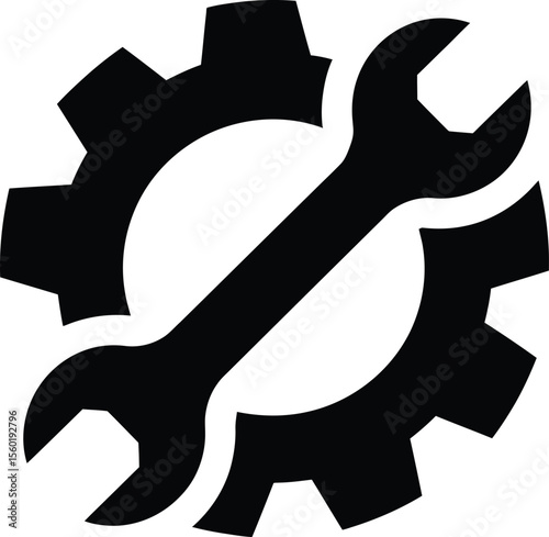 Essential Gear Gear and Tool Icon Mechanic's Tools and Industrial Cogwheel System Graphics