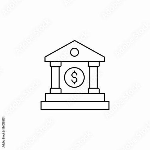 bank building money icon sign vector