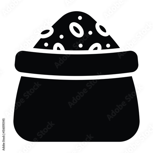 Simple Rice glyph icon. The icon can be used for websites, print templates, presentation templates, illustrations, etc	

