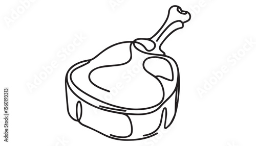 Continuous one single minimal line drawing steak