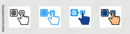 Fingerprint Scan Icon Collection Set Multiple Style