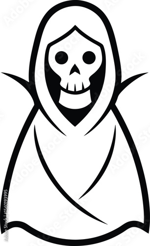 Grim Reaper Halloween Icon Black amp White Vector