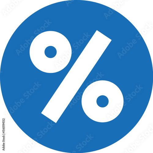White Percentage Sign in Bold Blue Circle Icon