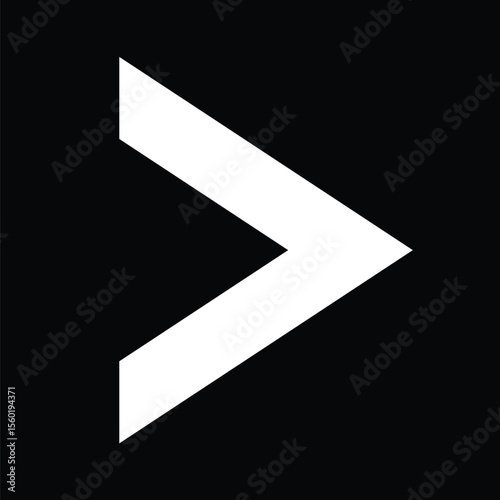 Bold White Greater Than Symbol on Black Background