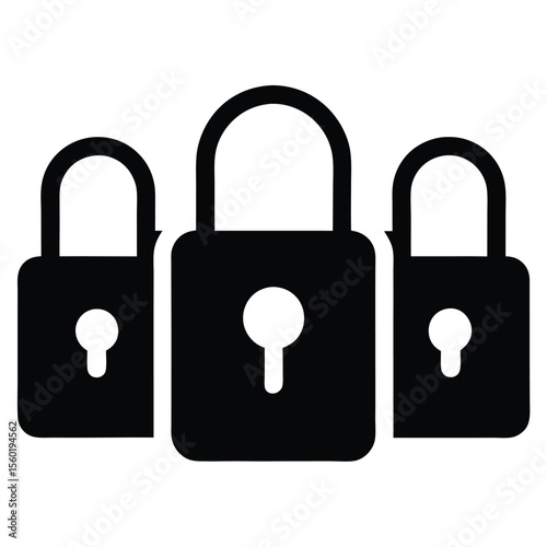 Three Padlocks Security, Privacy, and Data Protection Icon