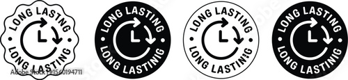 Long lasting product icon vector set, durability symbol, extended life, black and white, best quality