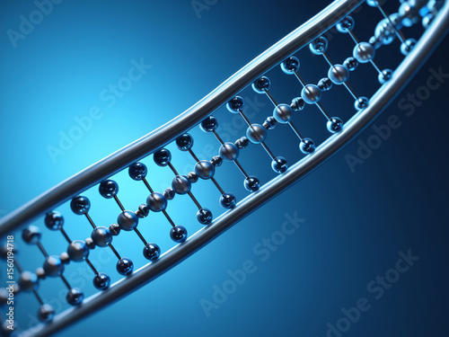 Abstract 3D Rendering of DNA Double Helix Structure Science and Genetics