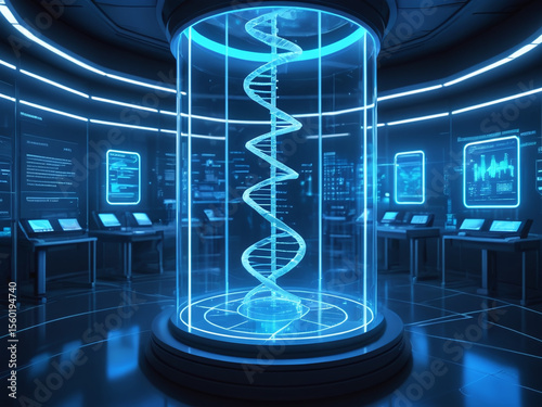 Futuristic DNA Research Lab Genetic Engineering and Scientific Discovery