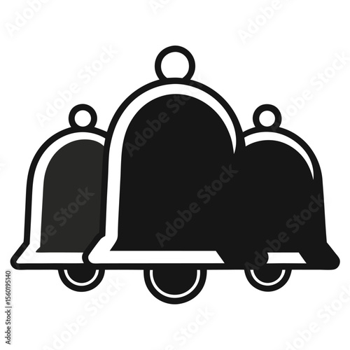 Notification Bells Icon Simple Black and White Design for Website or App