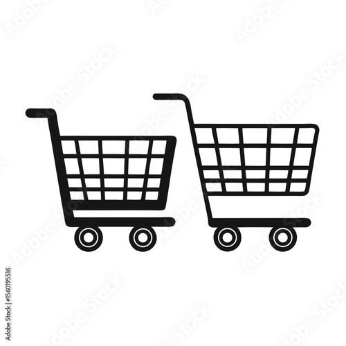 Shopping Cart Icons Empty and Full Vector Illustrations