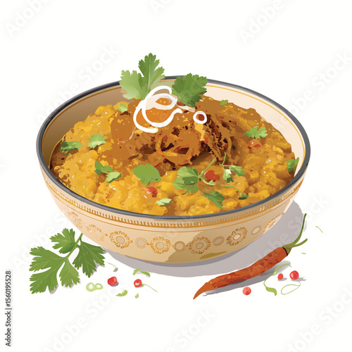 delicious khichuri illustration on white background