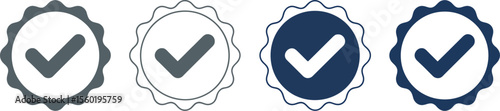 Verified check mark icon set vector illustration for social media profile account badge symbol design