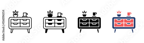 Chest Of Drawers icon sheet multiple style collection