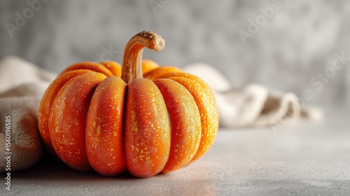 Fresh pumpkin on plain surface
