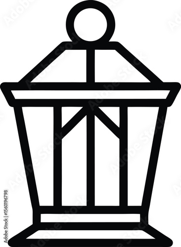 Lantern illustration black and white Premium Vector