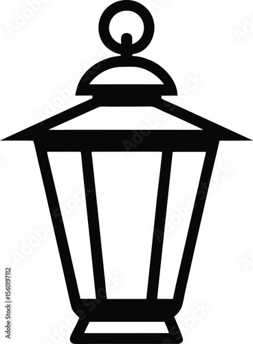 Lantern illustration black and white Premium Vector