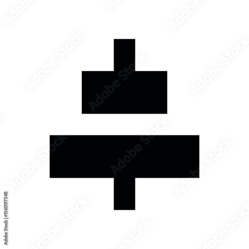 Black Icon of Three Horizontal Bars with Vertical Divider on White Background
