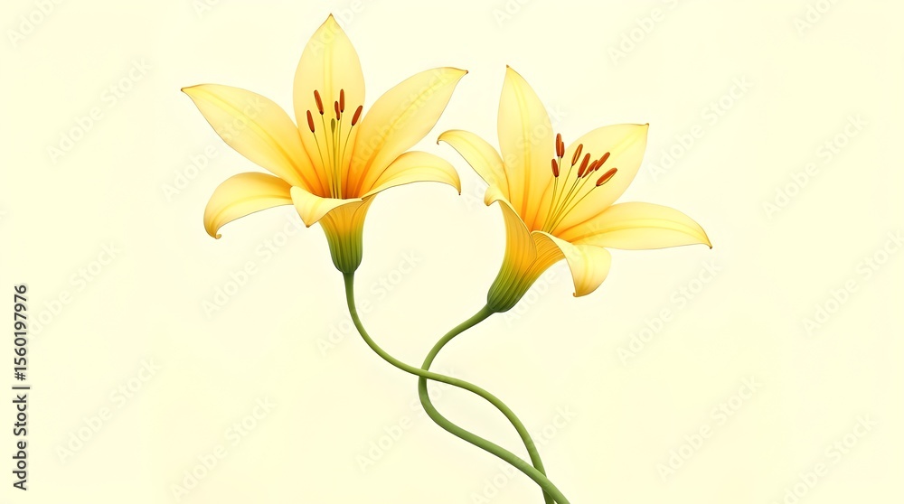Obraz premium Elegant Yellow Lilies: Floral Beauty, Gentle Light, Nature's Grace, Botanical Art, Serene Backdrop, Delicate Petals, Artistic Presentation