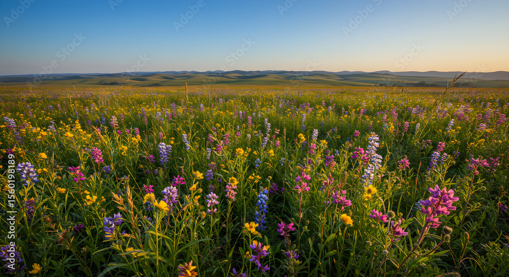 Obraz premium Wildflower Meadow at Sunrise