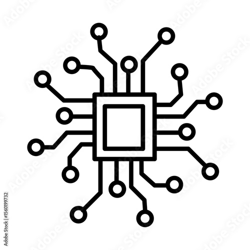 AI Chip Network Editable Stroke Icon