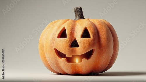 Carved Halloween Pumpkin with Candle Light