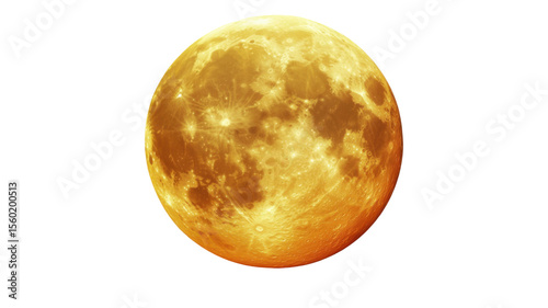 Yellow moon 3d render icon on white background
