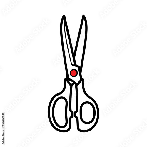 Scissors with red handle, minimalist design, sewing tools, transparent background, copy space
