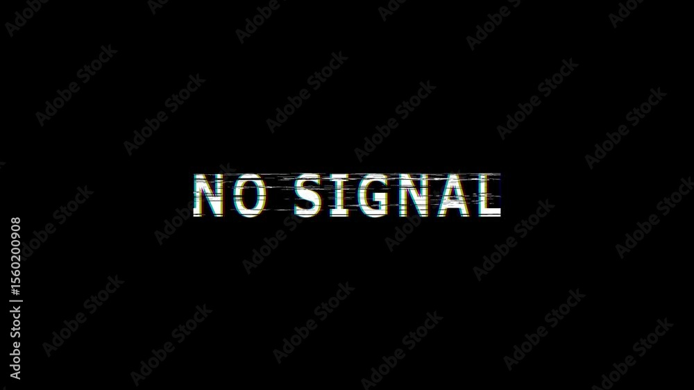 NO SIGNAL Glitch Overlay – White Static Error Message | TV Distortion Loop
