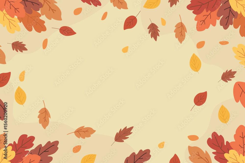 Beautiful frame of autumn leaves. Frame of autumn leaves. Frame of falling autumn leaves with colorful leaves for background and design.