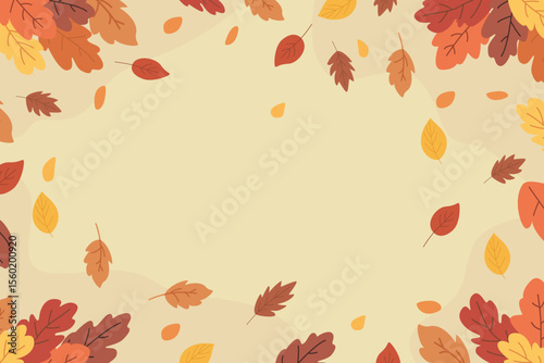 Beautiful frame of autumn leaves. Frame of autumn leaves. Frame of falling autumn leaves with colorful leaves for background and design.