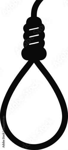 Suicide hang rope icon on white background Premium Vector