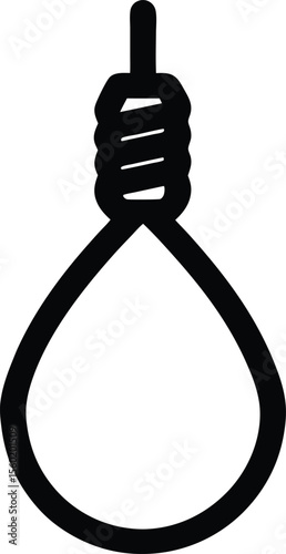 Suicide hang rope icon on white background Premium Vector