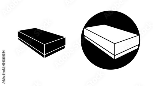 Paper Box symbol, black isolated silhouette