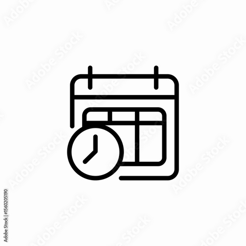 calendar with clock icon sign vector