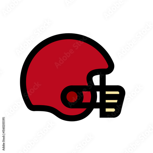 red rugby helmet flat icon