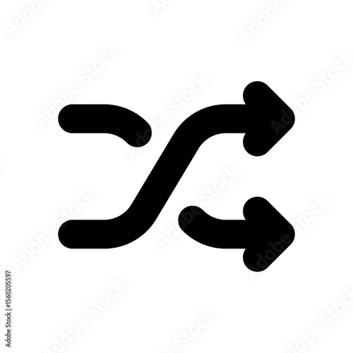 minimalist black crossed arrows icon for exchange or swap on white
