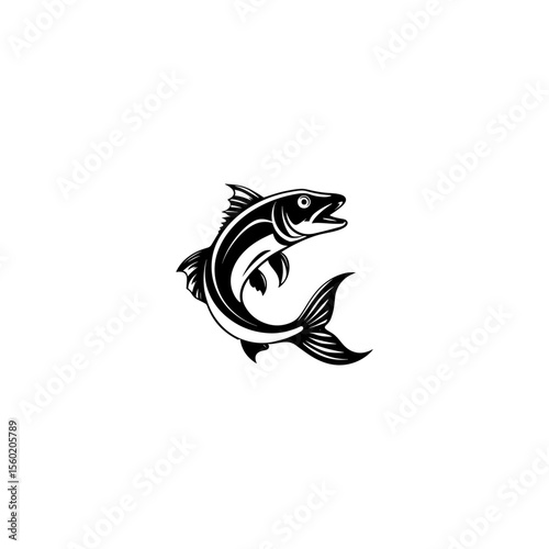 Beautiful fish trout fish silhouette black vector illustration
