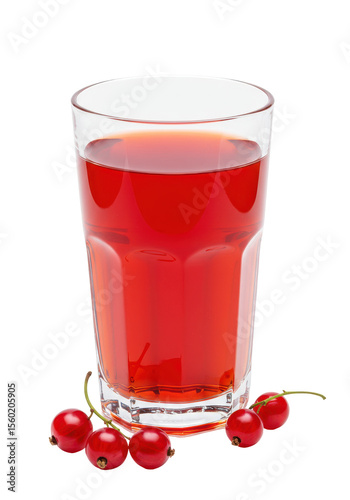 Wallpaper Mural Refreshing red juice in a glass, garnished with small red berries and green stems Torontodigital.ca