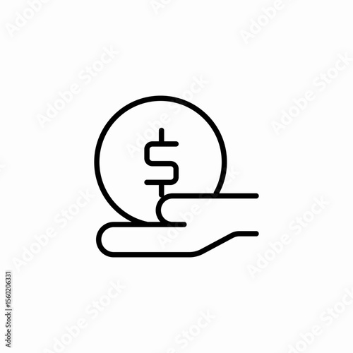 hand holding coin icon sign vector