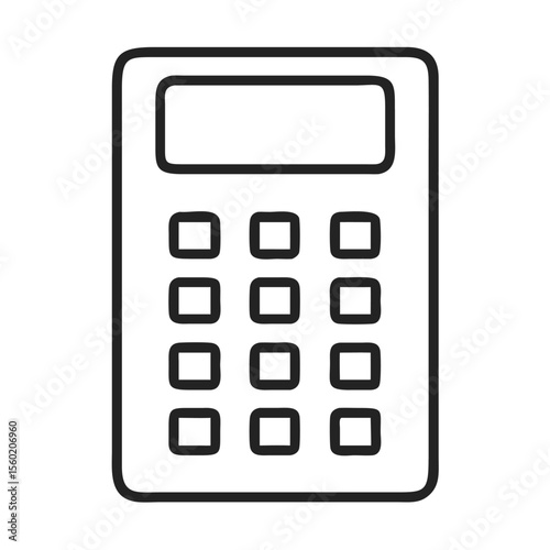 A simple outline of a calculator, showcasing its buttons and display area, ideal for educational materials.