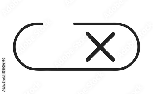 A simple, modern illustration of a toggle switch in the 'off' position, featuring a bold 'X' symbol.