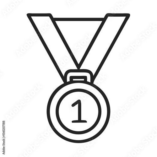 A simple line-art illustration of a gold medal featuring the number one, symbolizing victory and achievement.