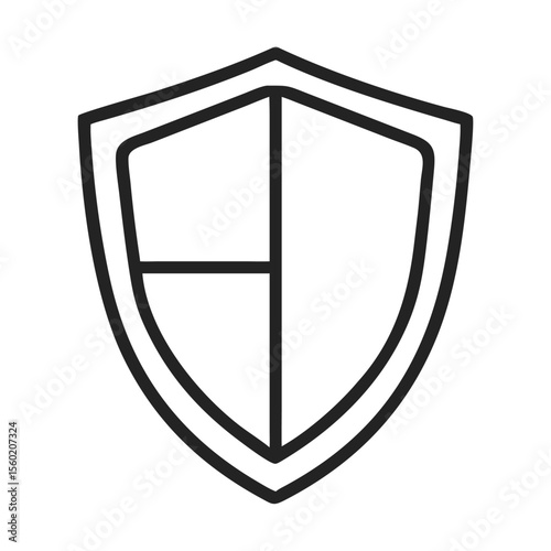 Minimalist shield icon representing security and protection in a modern design.