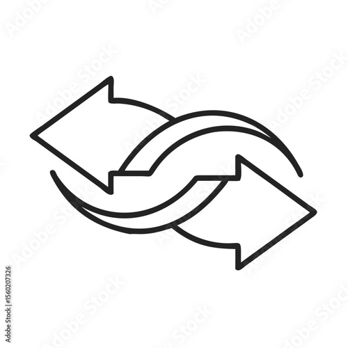 Stylized black and white illustration of two arrows symbolizing exchange or transition.