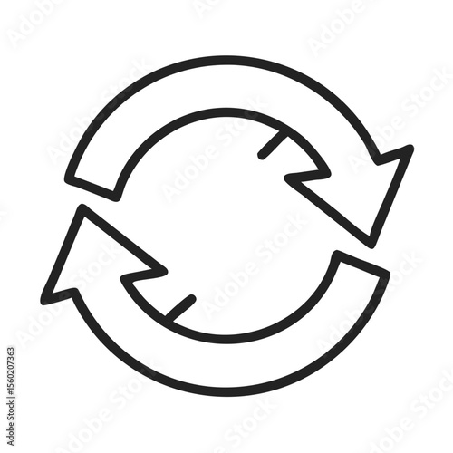 Stylized black and white circular arrows symbolizing recycling or refresh concepts.